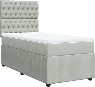 vidaXL Cama Box Spring Con Colch&oacute;n Terciopelo Gris Claro 100x200 Cm Vidaxl