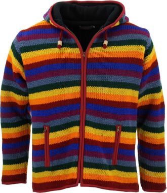 Loud Elephant Wool Knit Fleece Lined Hooded Jacket - Rainbow (XX-Large)