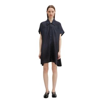 Yohji Yamamoto Korte Mouw Dip-Dye Utility Overshirt - Dames - Shirt Kleedjes - Zwart - M - Nylon - Kleedjes