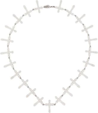 Darkai Ketting met kruislink en kristallen - Heren - Kettingen - Grijs - ONE Size - Accessoires