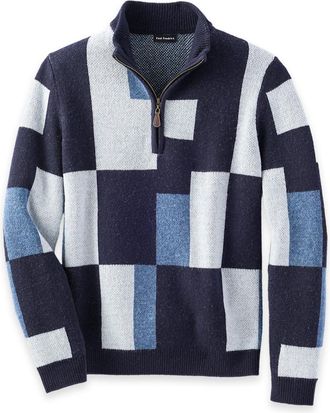 Paul Fredrick Wool Colorblock Quarter Zip Sweater