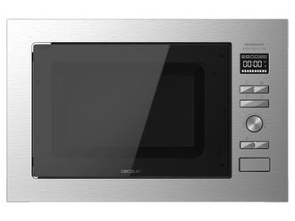 Cecotec Cecotec - Microondas Encastrable Digital Grandheat 2590 Built-in Steel Black. Potencia 900 W, Integrable, 25 Litros, Grill 1000 W, 8 Funciones Preconf