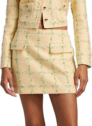 Amanda Uprichard Perth Check Tweed Miniskirt In Yellow