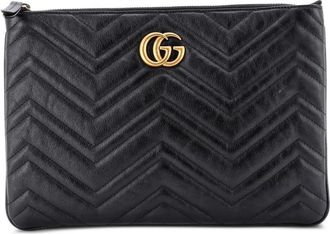 Gucci GG Marmont Matelasse Leather clutch bag - Zwart