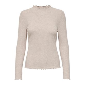 Only Dames Beige Gebreide Kleding - Dames - Ronde hals truien - Beige - L - Truien & Vesten