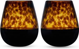 Twine Segunda Vida Tortuga Recycled Stemless Wine Glasses Set of 2 in Brown at Nordstrom