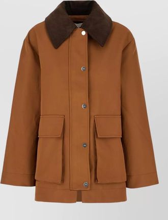Ganni cotton single breasted coat