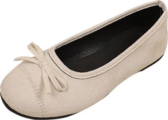 Generic Slip On Shoes Women Bow Casual Pumps Shoes Solid Color Stylish Elegant Lightweight Comfortable Classic Walking Shoe Work Office Leisure Beige