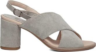 Callaghan Gekruiste Su&egrave;de Sandaal Dikke Hak - Dames - Sandalen met hakken - Grijs - 39 EU - Su&egrave;de - Schoenen