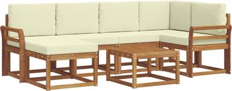 vidaXL Conjunto De Sof&aacute;s De Exterior 7 Uds. Natural Y Crema Vidaxl