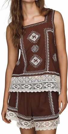 The Great. Sparrow Square Neck Tank Top In Chocolate