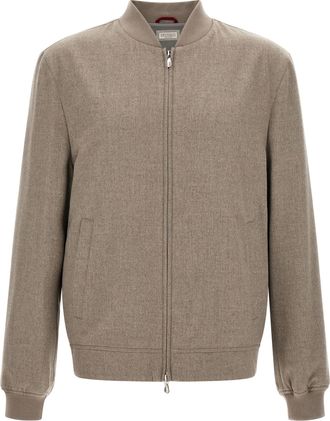 Brunello Cucinelli Gray Cashmere Mens Bomber