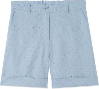 Oltre Korte Broeken, Dames, Blauw, S, Linnen, Short Shorts