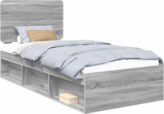 vidaXL Bed Frame Grey Sonoma 90 x 200 cm Solid Pine Wood vidaXL