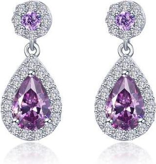 Lafonn Simulated Diamond & Simulated Semiprecious Stone Pear Drop Earrings in Amethyst/White at Nordstrom Rack