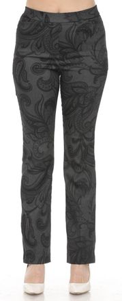 Joseph Ribkoff Paisley Brocade Bootcut Pant In Grey/black