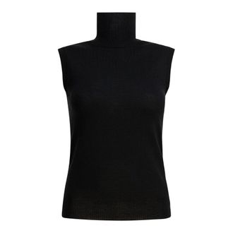 Sportmax Turtlenecks, female, Black, S, Black Knitwear Mock Neck Top Aw25