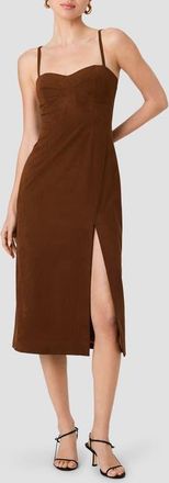 French Connection Sonja Sleeveless Faux Suede Midi Dress in Chestnut Brown at Nordstrom, Size 12