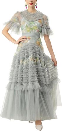 Burryco Short Sleeve Embellished Maxi Dress