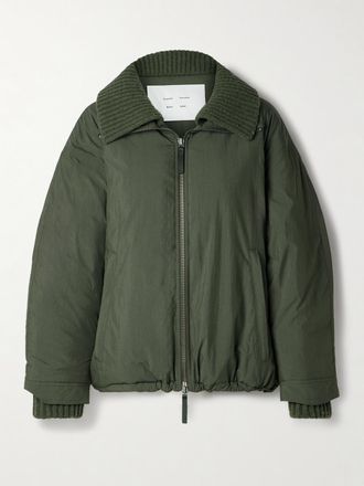 Proenza Schouler Giacca In Shell Di Misto Cotone Imbottito E Maglia A Coste Veronica - Verde