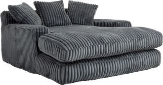 STILVORA Chaise Longue Interior 1 Plaza Con 3 Cojines, Sin Montaje, Asiento Ergon&oacute;mico En Pana De Canal&eacute; Gris Oscuro