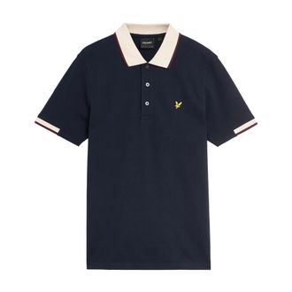 Lyle & Scott Tops, Heren, Blauw, S, Katoen, Polo Shirt met Halve Tip