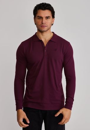 Siksilk Polo con Botones para Hombres en Borgo&ntilde;a, Manga Larga XXL