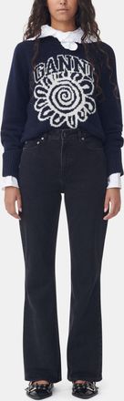 Ganni Black Betzy Jeans - Size 26W/32L Cotton