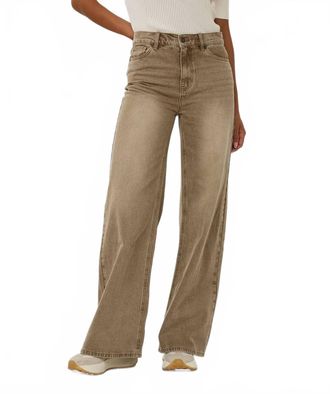 Esqualo Tuva Wide Leg Jean In Light Caramel