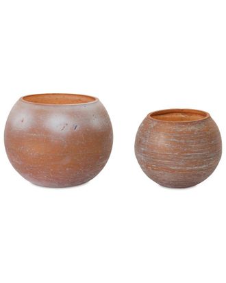 Melrose International Set Of 2 Brushed Glass Votive Candle Holder