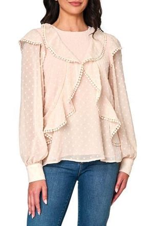 Gibsonlook Ophelia Ruffle Clip Dot Chiffon Top in Shell Pink at Nordstrom Rack, Size Xx-Large