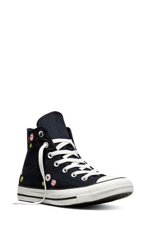 Converse Gender Inclusive Chuck Taylor All Star Floral Embroidered Canvas High Top Sneaker in Black/Bright Outlook at Nordstrom, Size 5.5