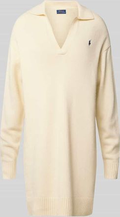 Polo Ralph Lauren Wollkleid mit Logo-Stitching in Sand, Größe XL