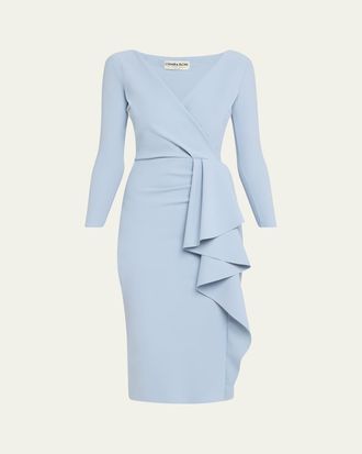 La Petite Robe Di Chiara Boni Draped Faux Wrap Bodycon Midi Dress