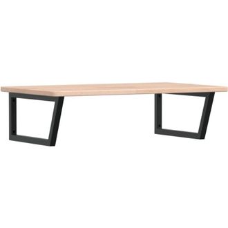 vidaXL Estante De Lavabo De Pared De Acero Y Madera Maciza De Roble Vidaxl