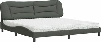 vidaXL Vidaxl - Cama Con Colch&oacute;n Tela Gris Oscuro 200x200 Cm