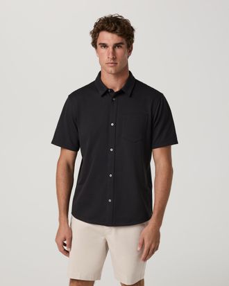 Vuori Clothing Short Sleeve Knit Oxford Button Down | Black | Medium
