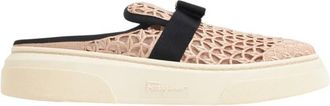 Ferragamo Laser-Cut Vara Bow Mule Sneaker, Size 7.5