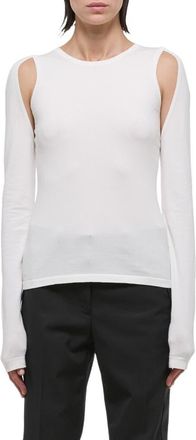 Helmut Lang Cotton Shoulder Cutout Sweater in Optic White at Nordstrom Rack, Size Xx-Small