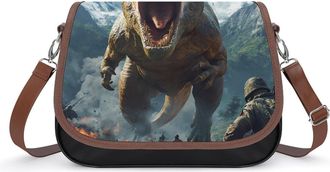 Generic Dinosaur Human War Small Womens Crossbody Bags Shoulder Handbag with Adjustable Strap for Travel