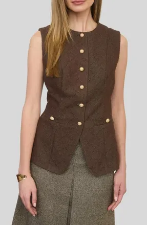 ZOE AND CLAIRE Diamond Quilted Vest in Brown at Nordstrom, Size X-Small