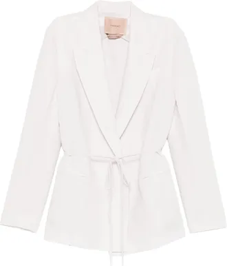 Twin-Set Blazer Tailored Linen Self-Tie Blazer