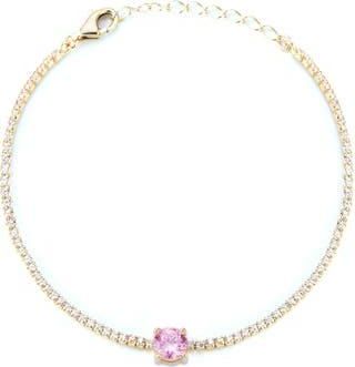 Sphera Milano 14K Gold Plated Cubic Zirconia Tennis Bracelet in Gold/pink at Nordstrom Rack