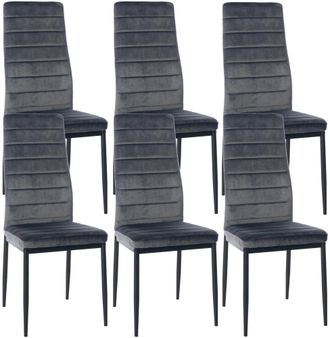 Clp Clp - Set De 6 Sillas De Comedor Mayfair Gris Terciopelo