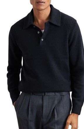 Reiss Deansgate Wool & Cashmere Polo Sweater in Navy at Nordstrom Rack, Size Large