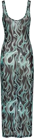 Philipp Plein Tulle Tank Top Lange Jurk Flame - Dames - Feestkleedjes - Veelkleurig - S - Polyester - Kleedjes