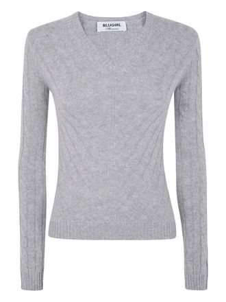 Blugirl knitted V-neck sweater - women - Cashmere - M - Grey