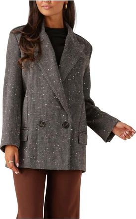Access Fashion Bruine Blazer voor Stijlvolle Vrouwen - Dames - Blazers - Grijs - S - Polyester - Jassen