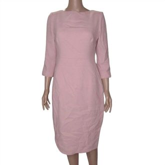 Lela Rose Womens Wool Crepe Half Sleeve Midi Shift Dress In Pink