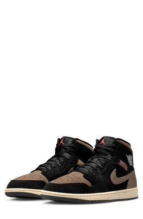 Nike Jordan Air Jordan 1 Mid SE Sneaker in Black/Olive Grey at Nordstrom, Size 10.5